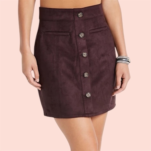 Maurices Dresses & Skirts - Maurices Faux Suede Button-Down High-Rise Skirt